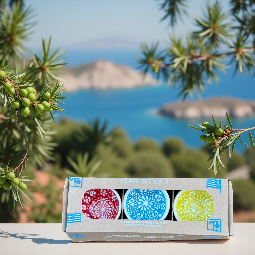 Handgemaakte & Handbeschilderde Keramieken Schaaltjes uit Rhodos (Set van 3) – 2