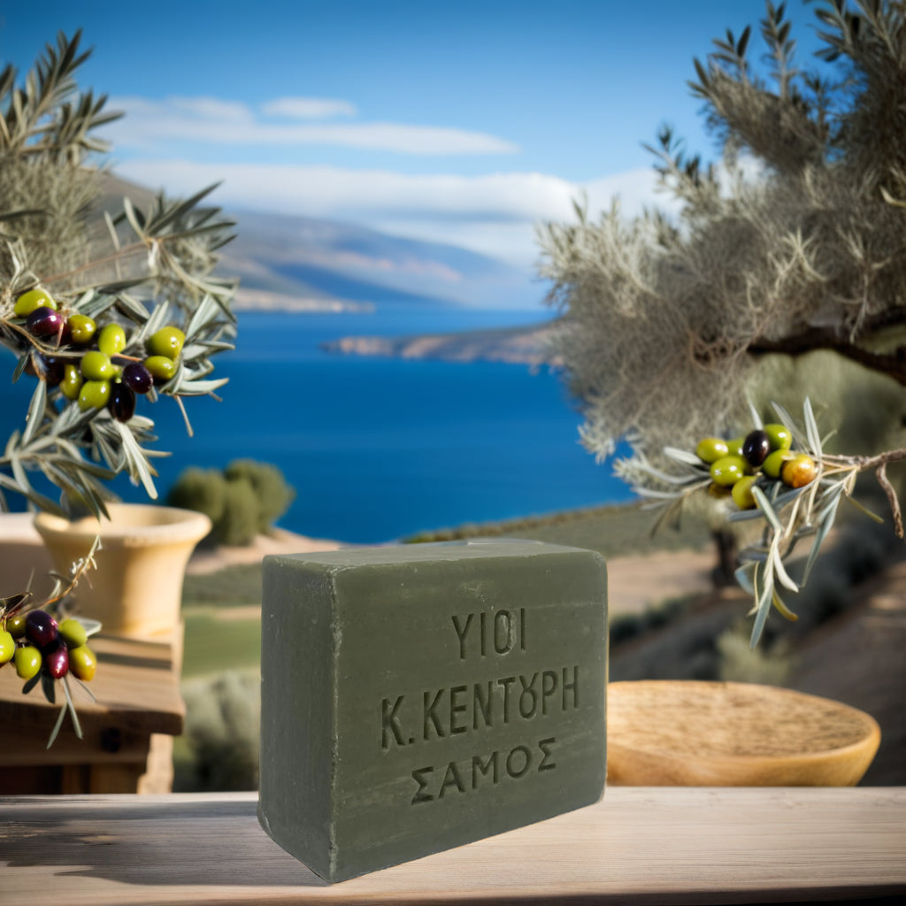 Traditional green olive soap from KS Kentouris Soap Factory Samos 100 grams