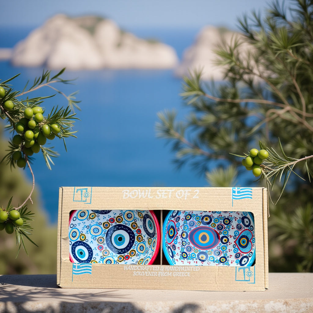 Handgemaakte & Handbeschilderde Keramieken Schaaltjes uit Rhodos (Set van 2) – 6