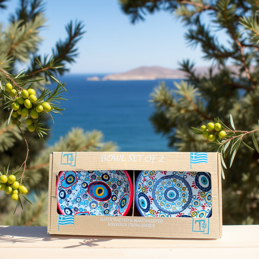 Handgemaakte & Handbeschilderde Keramieken Schaaltjes uit Rhodos (Set van 2) – 7
