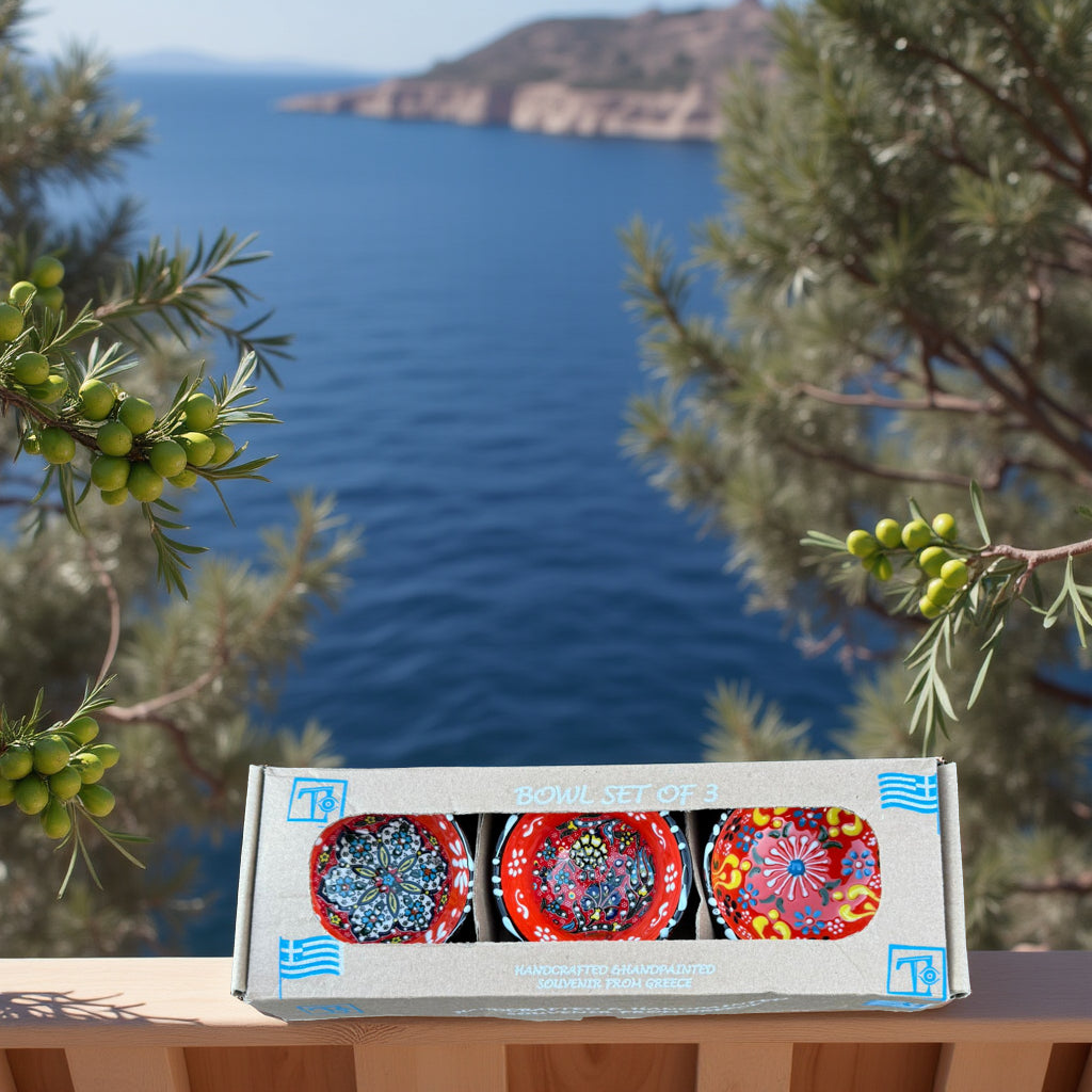 Handgemaakte & Handbeschilderde Keramieken Schaaltjes uit Rhodos (Set van 3) – 5