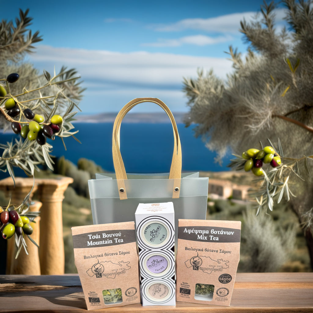 Grieks Honing & Thee Cadeaupakket – Mouriki Honing en Kruidenthee