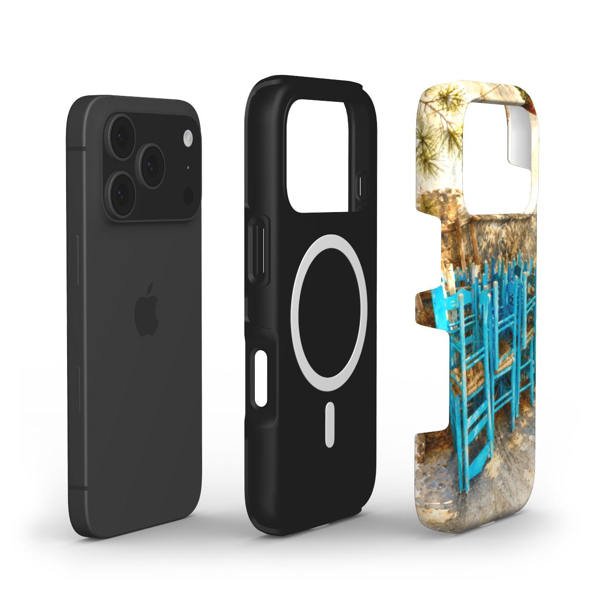 Phonecase "Blauwe Stoelen van het Dorpsplein"