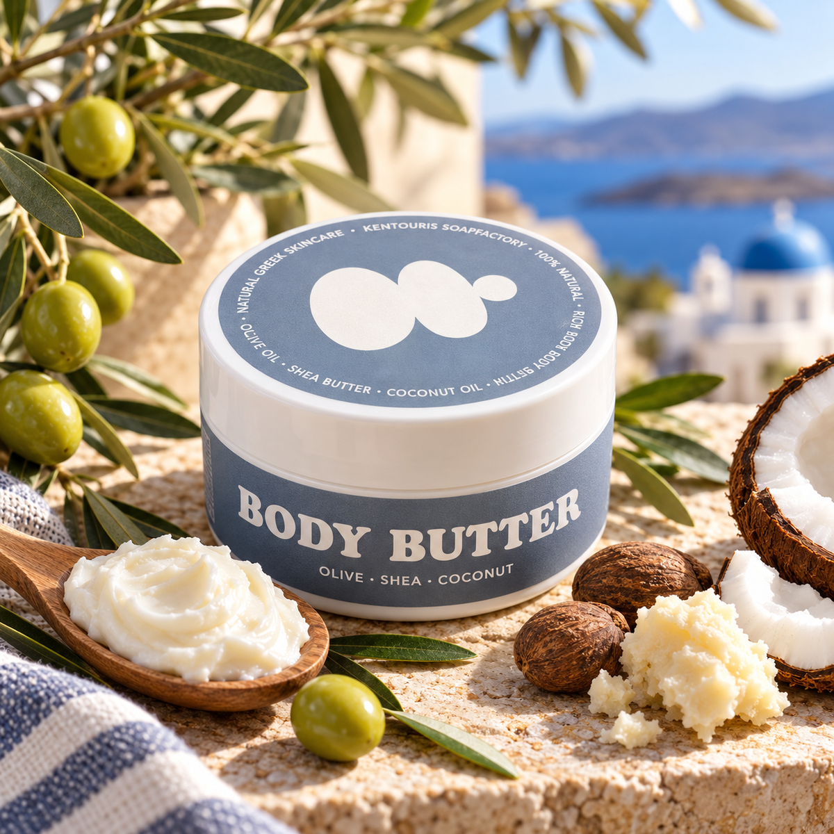 Kentouris Body Butter – Intensieve Voeding voor de Droge Huid met Shea & Griekse Olijfolie
