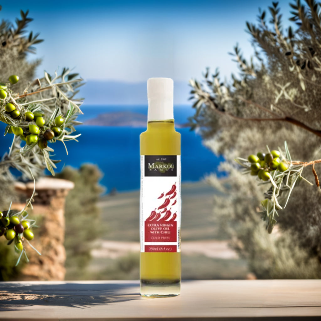 Markou Olive Oil 250 ml extra virgin with chili aroma