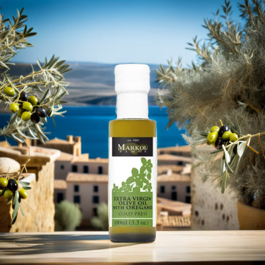 Markou Olijfolie 100 ml extra vergine met oregano-aroma