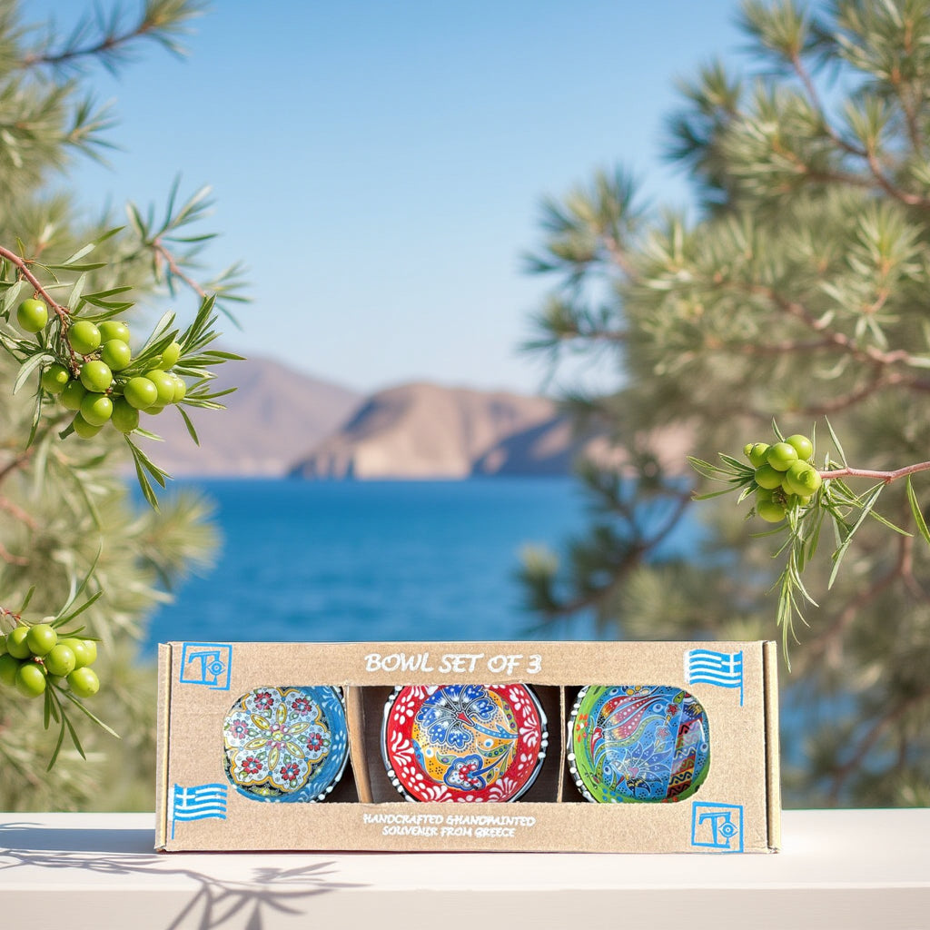 Handgemaakte & Handbeschilderde Keramieken Schaaltjes uit Rhodos (Set van 3) - 10