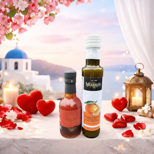 Hartstocht & Smaak — Extra Vergine Olijfolie Sinaasappel & 100% Natuurlijke Balsamico Crème Tomaat