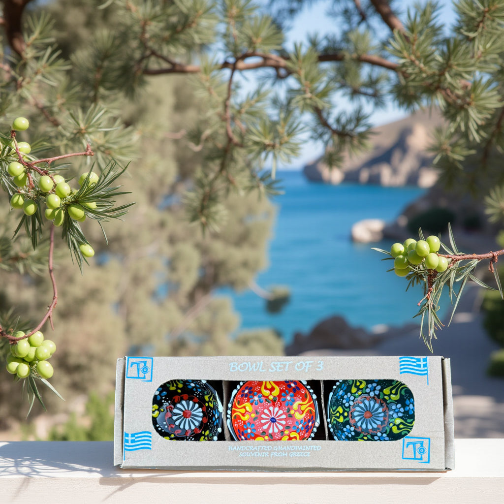 Handgemaakte & Handbeschilderde Keramieken Schaaltjes uit Rhodos (Set van 3) – 4