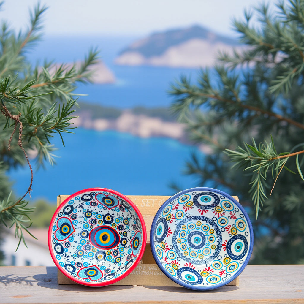 Handgemaakte & Handbeschilderde Keramieken Schaaltjes uit Rhodos (Set van 2) – 7