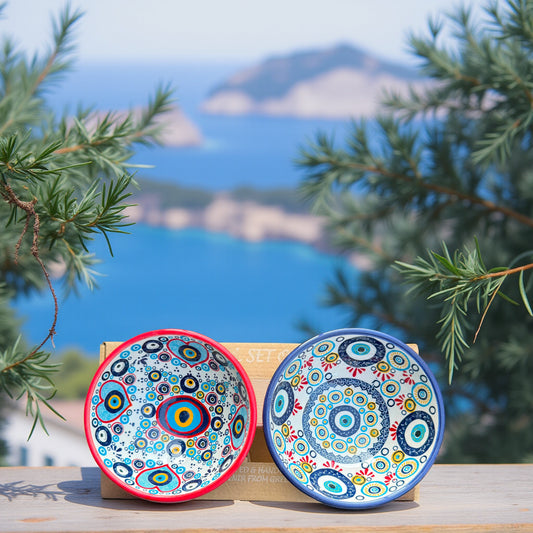 Handgemaakte & Handbeschilderde Keramieken Schaaltjes uit Rhodos (Set van 2) – 7