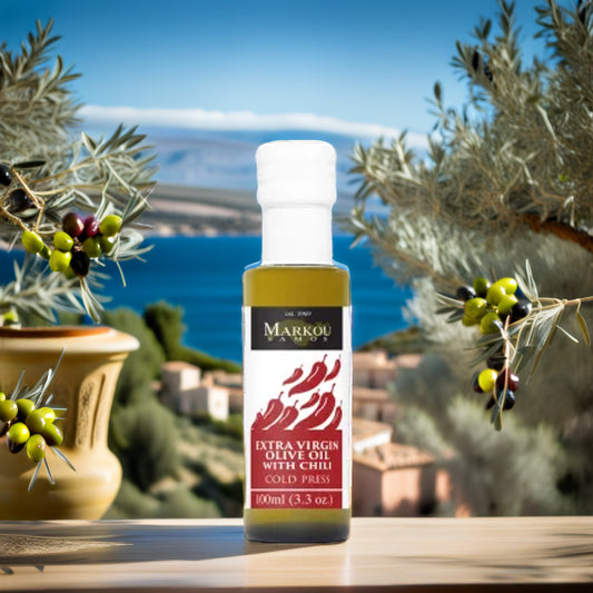 Markou Olijfolie 100 ml extra vergine met chili-aroma
