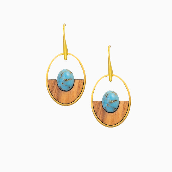 Nereida oorbellen van olijfhout | Olive Collection