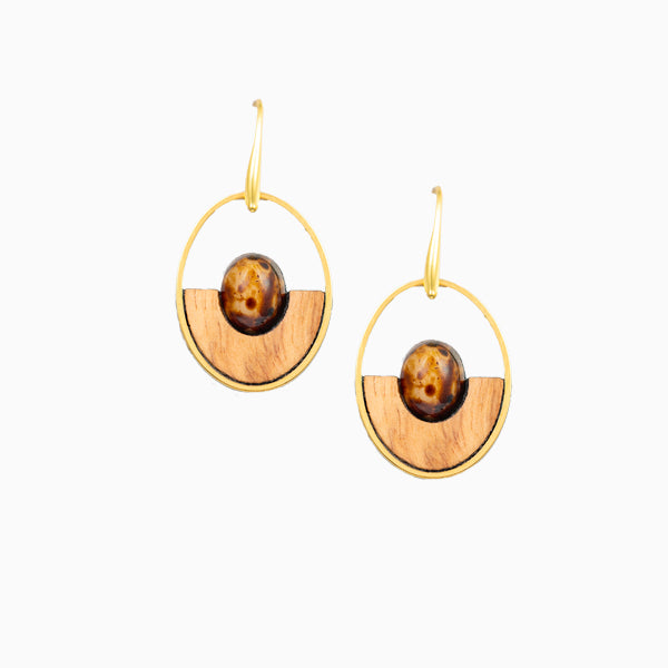 Nereida oorbellen van olijfhout | Olive Collection