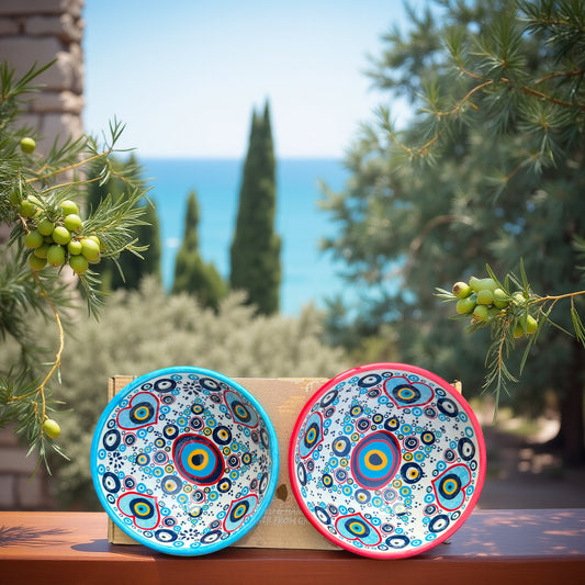 Handgemaakte & Handbeschilderde Keramieken Schaaltjes uit Rhodos (Set van 2) – 5