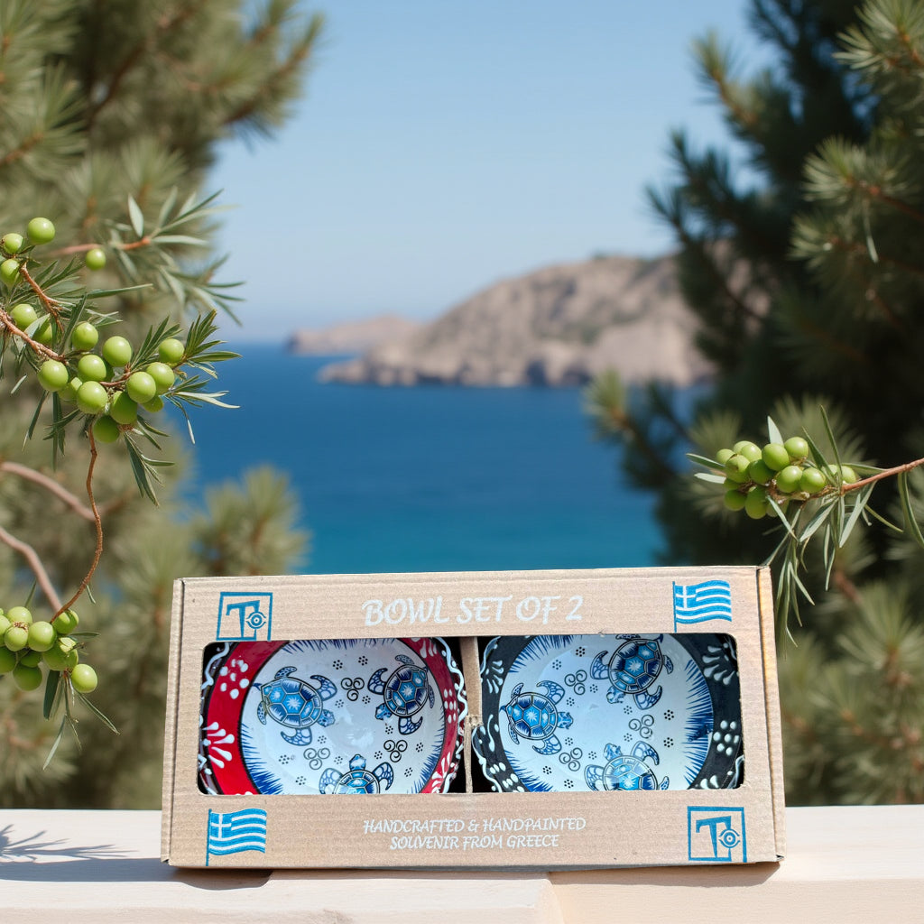 Handgemaakte & Handbeschilderde Keramieken Schaaltjes uit Rhodos (Set van 2) – 2