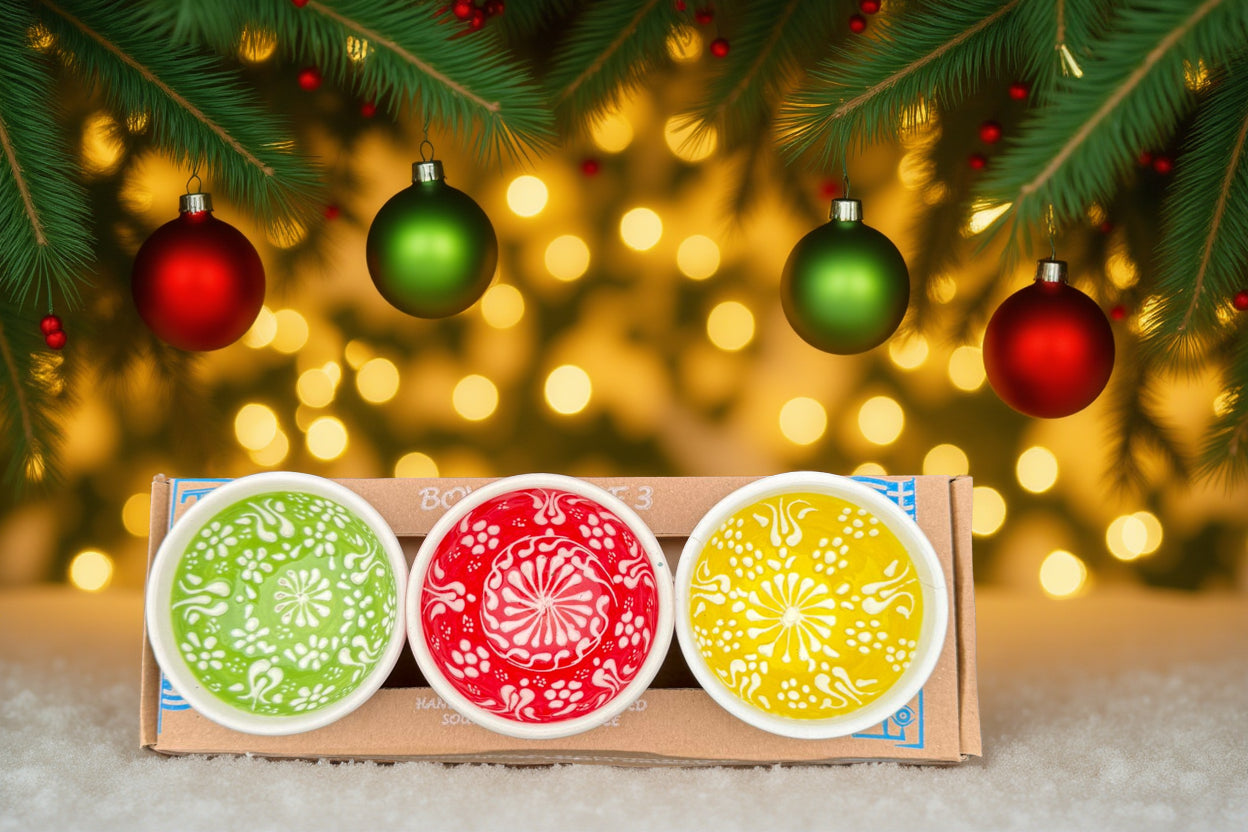 Handgemaakte & Handbeschilderde Keramieken Schaaltjes uit Rhodos (Set van 3)