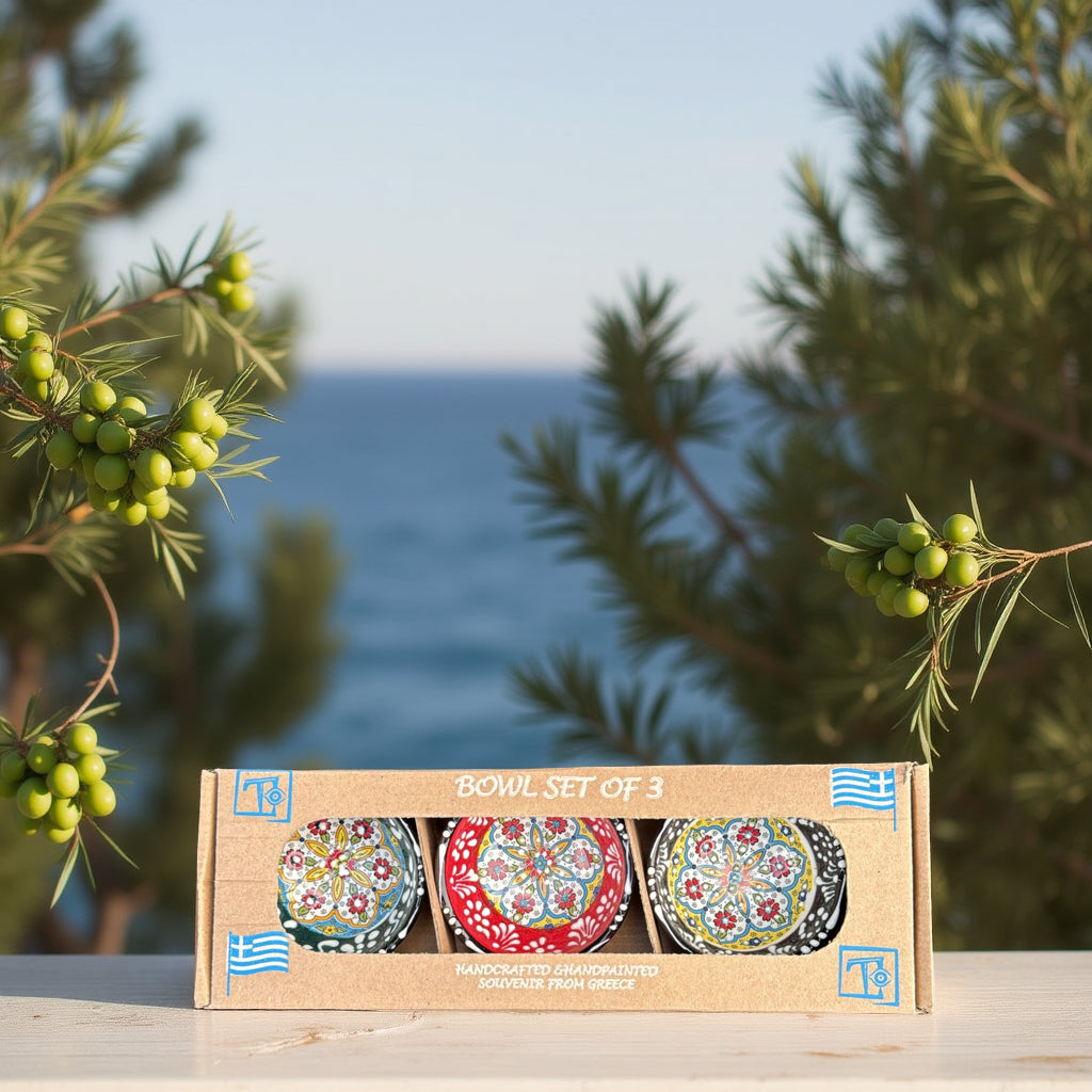 Handgemaakte & Handbeschilderde Keramieken Schaaltjes uit Rhodos (Set van 3) – 5