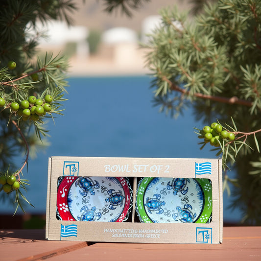 Handgemaakte & Handbeschilderde Keramieken Schaaltjes uit Rhodos (Set van 2) – 4