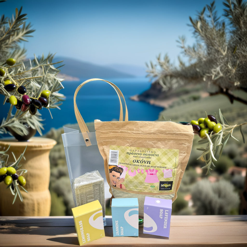 Grieks Olijfzeep Cadeaupakket – 5-delig | Soap Factory Ormos Samos