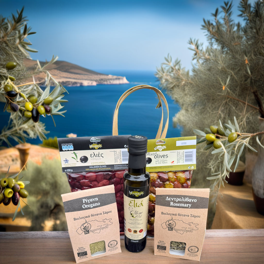 Grieks Delicatessen Cadeaupakket – De Smaken van Samos | 5-delig