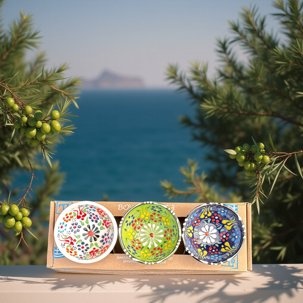Handgemaakte & Handbeschilderde Keramieken Schaaltjes uit Rhodos (Set van 3) – 6