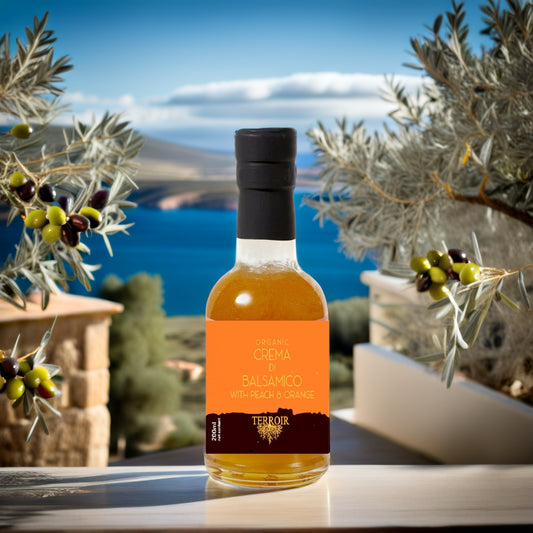 Biologische Crema Di Balsamico Peach Orange 200ml - 100% Natuurlijk, Zonder Conserveringsmiddelen of Toevoegingen