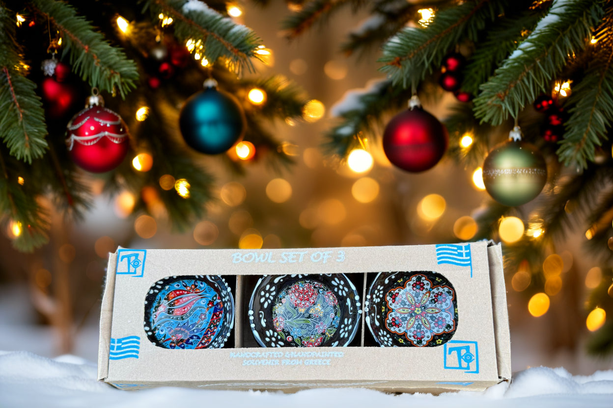 Handgemaakte & Handbeschilderde Keramieken Schaaltjes uit Rhodos (Set van 3) – 15