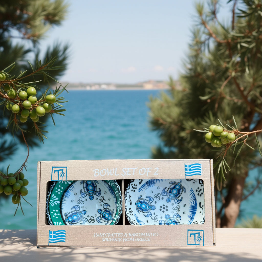 Handgemaakte & Handbeschilderde Keramieken Schaaltjes uit Rhodos (Set van 2) – 1