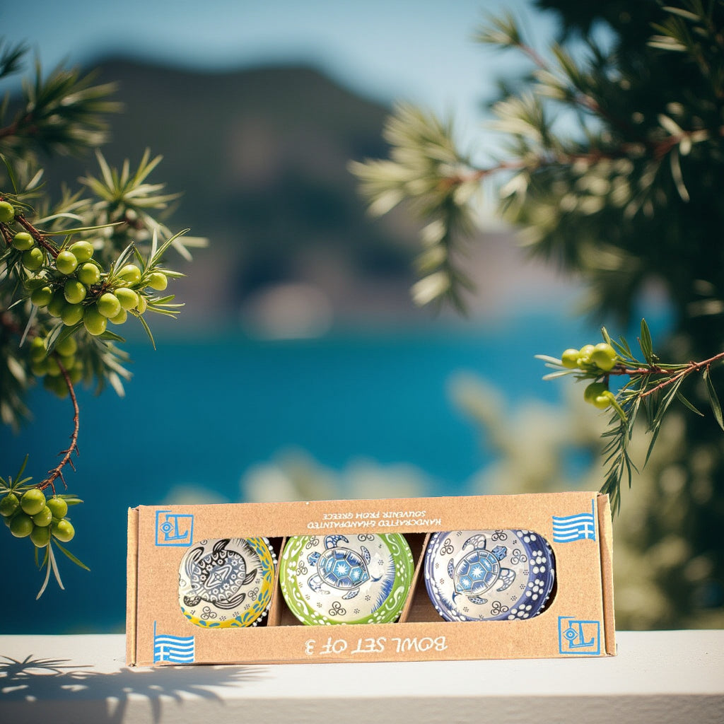 Handgemaakte & Handbeschilderde Keramieken Schaaltjes uit Rhodos (Set van 3) - 7