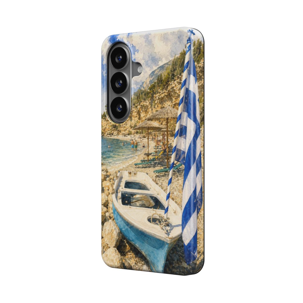 Telefoonhoesje “Griekse Kustlijn met Blauwe Vlag”