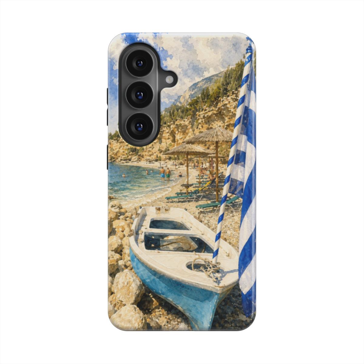 Telefoonhoesje “Griekse Kustlijn met Blauwe Vlag”
