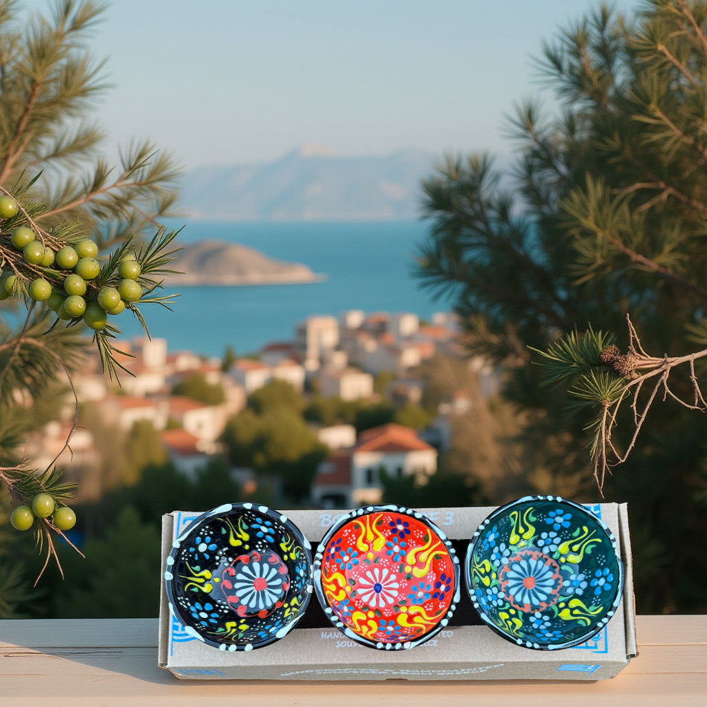 Handgemaakte & Handbeschilderde Keramieken Schaaltjes uit Rhodos (Set van 3) – 4