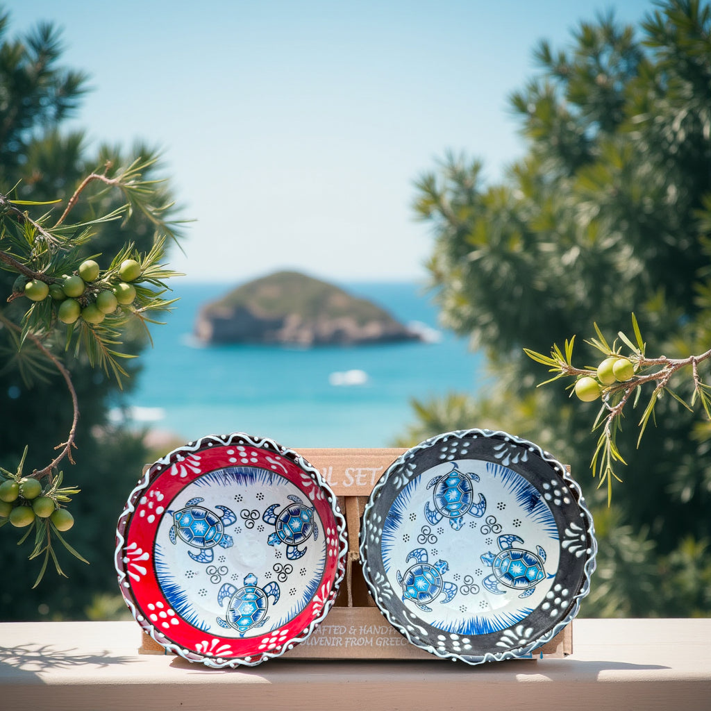 Handgemaakte & Handbeschilderde Keramieken Schaaltjes uit Rhodos (Set van 2) – 2
