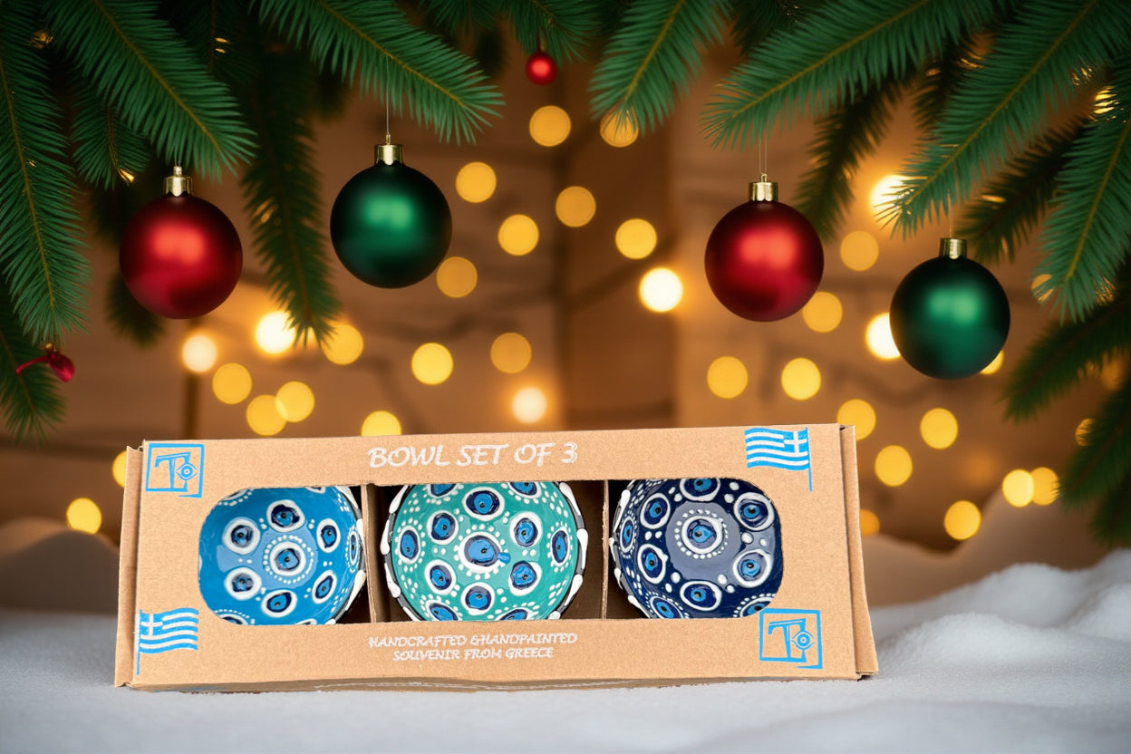 Handgemaakte & Handbeschilderde Keramieken Schaaltjes uit Rhodos (Set van 3) - 16