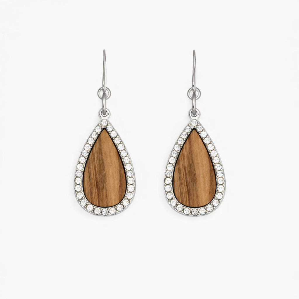 Stagona Sparkle oorbellen van olijfhout | Olive Collection