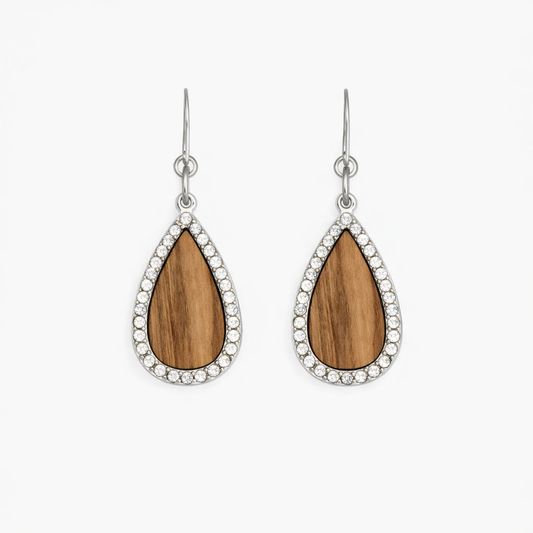 Stagona Sparkle oorbellen van olijfhout | Olive Collection