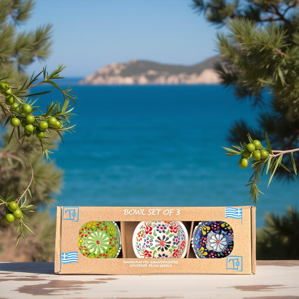 Handgemaakte & Handbeschilderde Keramieken Schaaltjes uit Rhodos (Set van 3) – 6