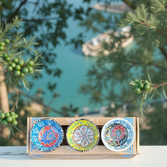 Handgemaakte & Handbeschilderde Keramieken Schaaltjes uit Rhodos (Set van 3) – 2