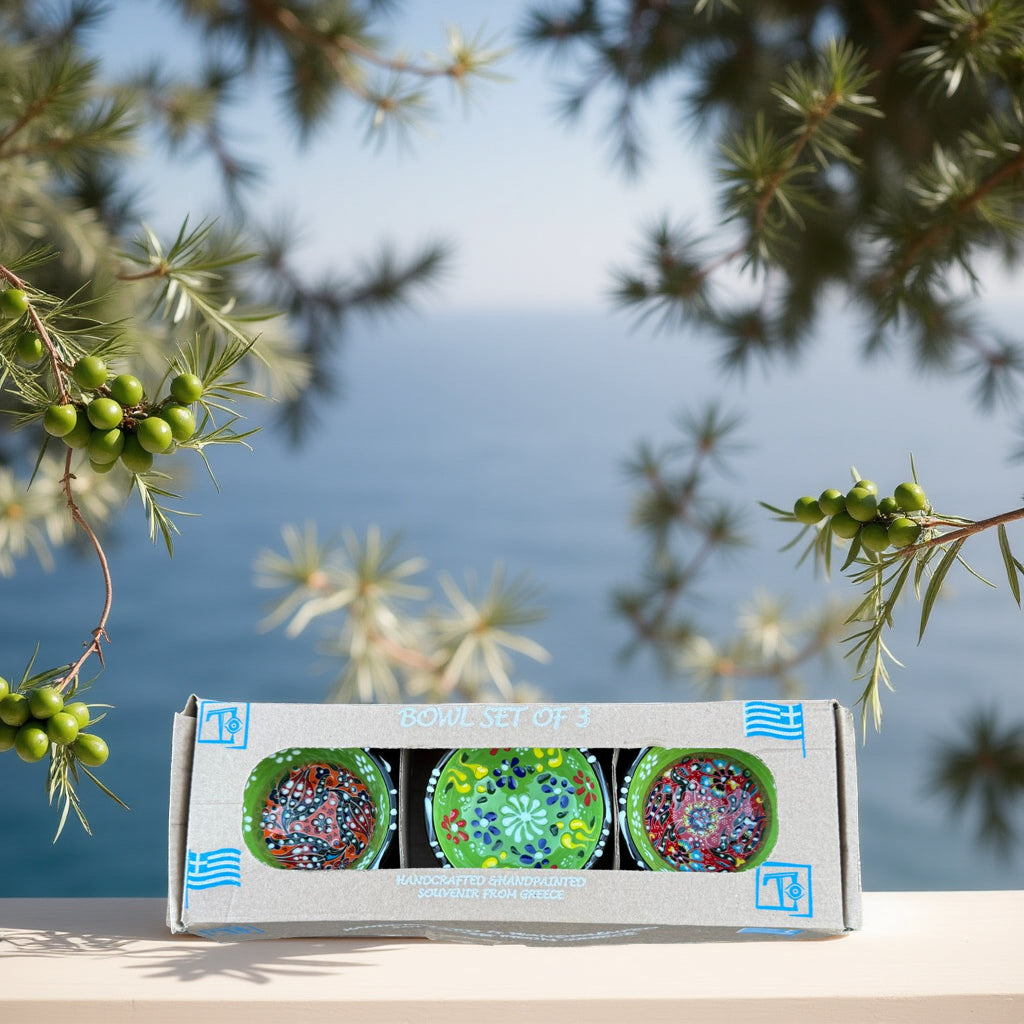 Handgemaakte & Handbeschilderde Keramieken Schaaltjes uit Rhodos (Set van 3) - 8