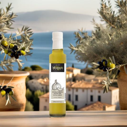 Markou Olijfolie 250 ml extra vergine met knoflookaroma