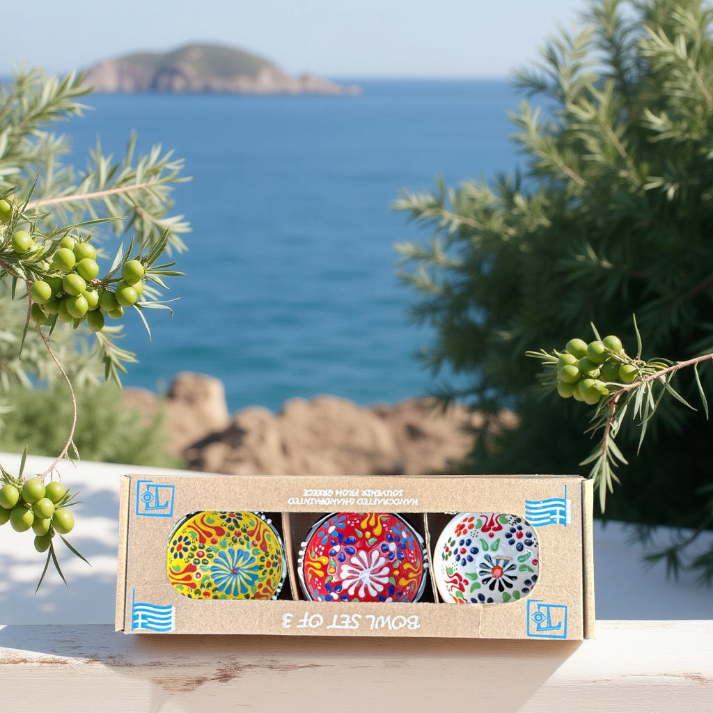 Handgemaakte & Handbeschilderde Keramieken Schaaltjes uit Rhodos (Set van 3) – 4