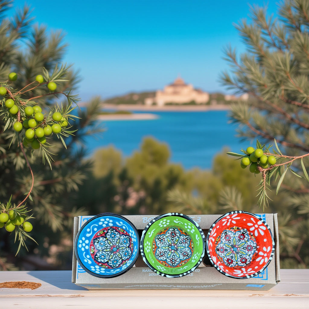 Handgemaakte & Handbeschilderde Keramieken Schaaltjes uit Rhodos (Set van 3) – 3
