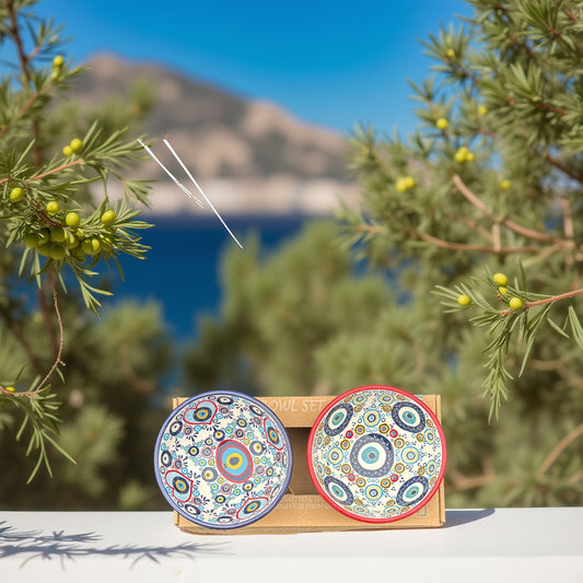Handgemaakte & Handbeschilderde Keramieken Schaaltjes uit Rhodos (Set van 2) – 8
