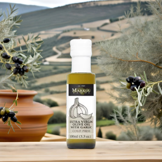 Markou Olijfolie 100 ml extra vergine met knoflookaroma
