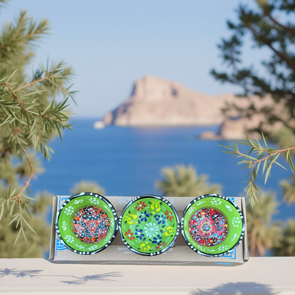 Handgemaakte & Handbeschilderde Keramieken Schaaltjes uit Rhodos (Set van 3) - 8